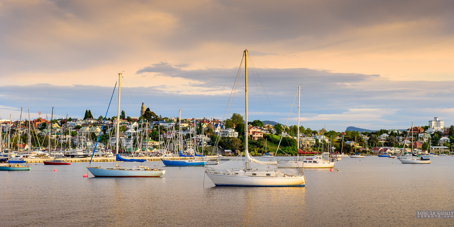 photograph of Battery Point from Sandy Bay marina