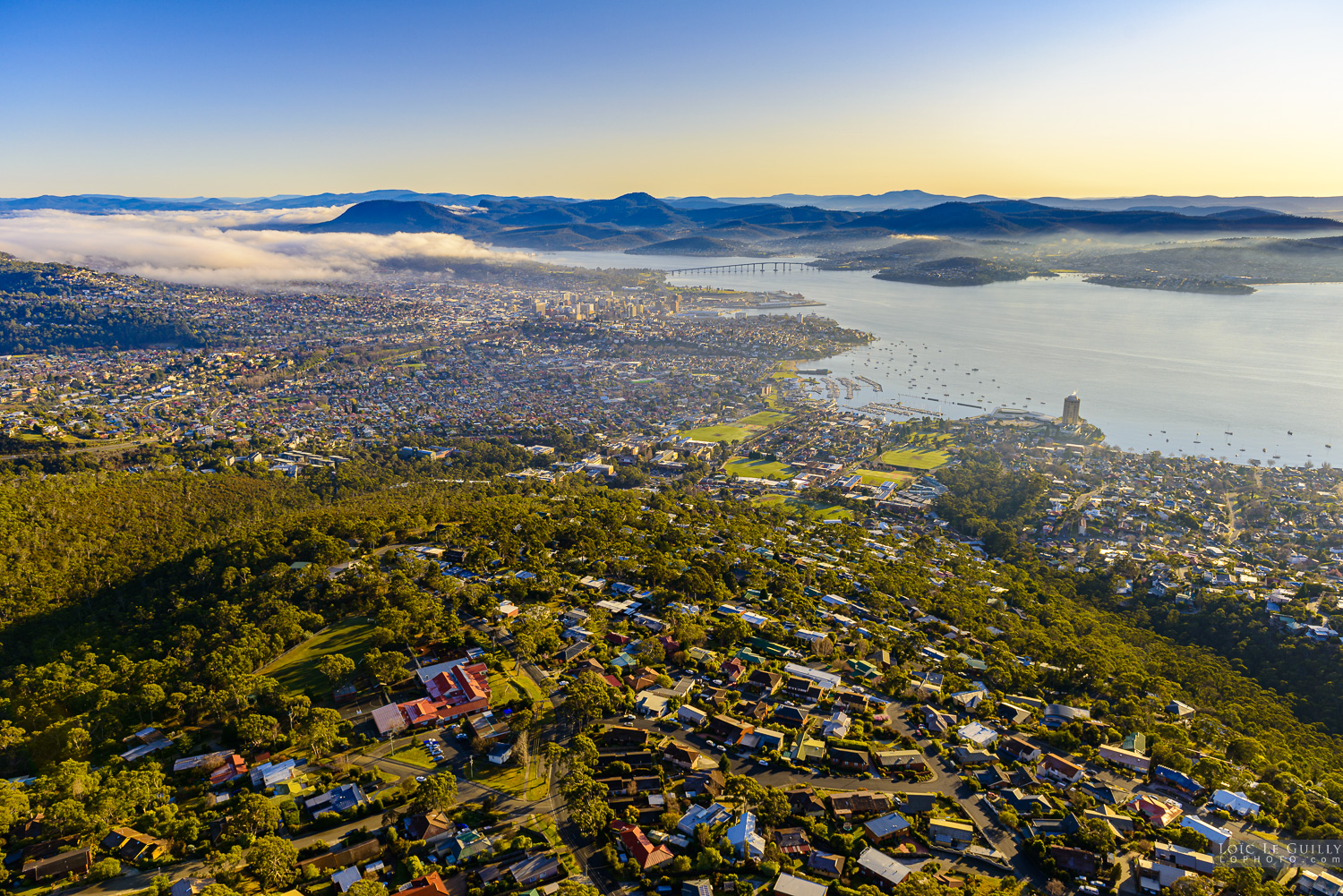 photograph of Aerial view of Hobart from Mount Nelson