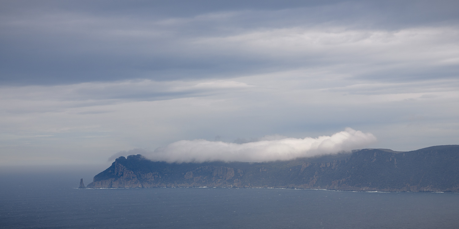 photograph of Easterly clouds over Cape Pillar