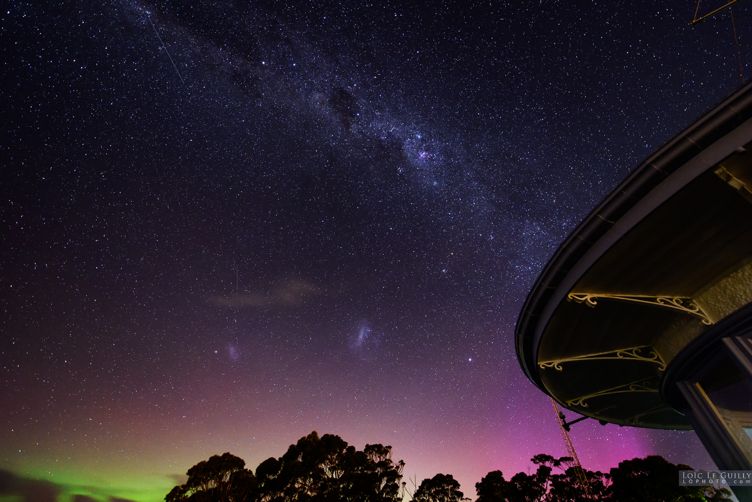 photograph of Aurora and Milky Way at the Signal Station