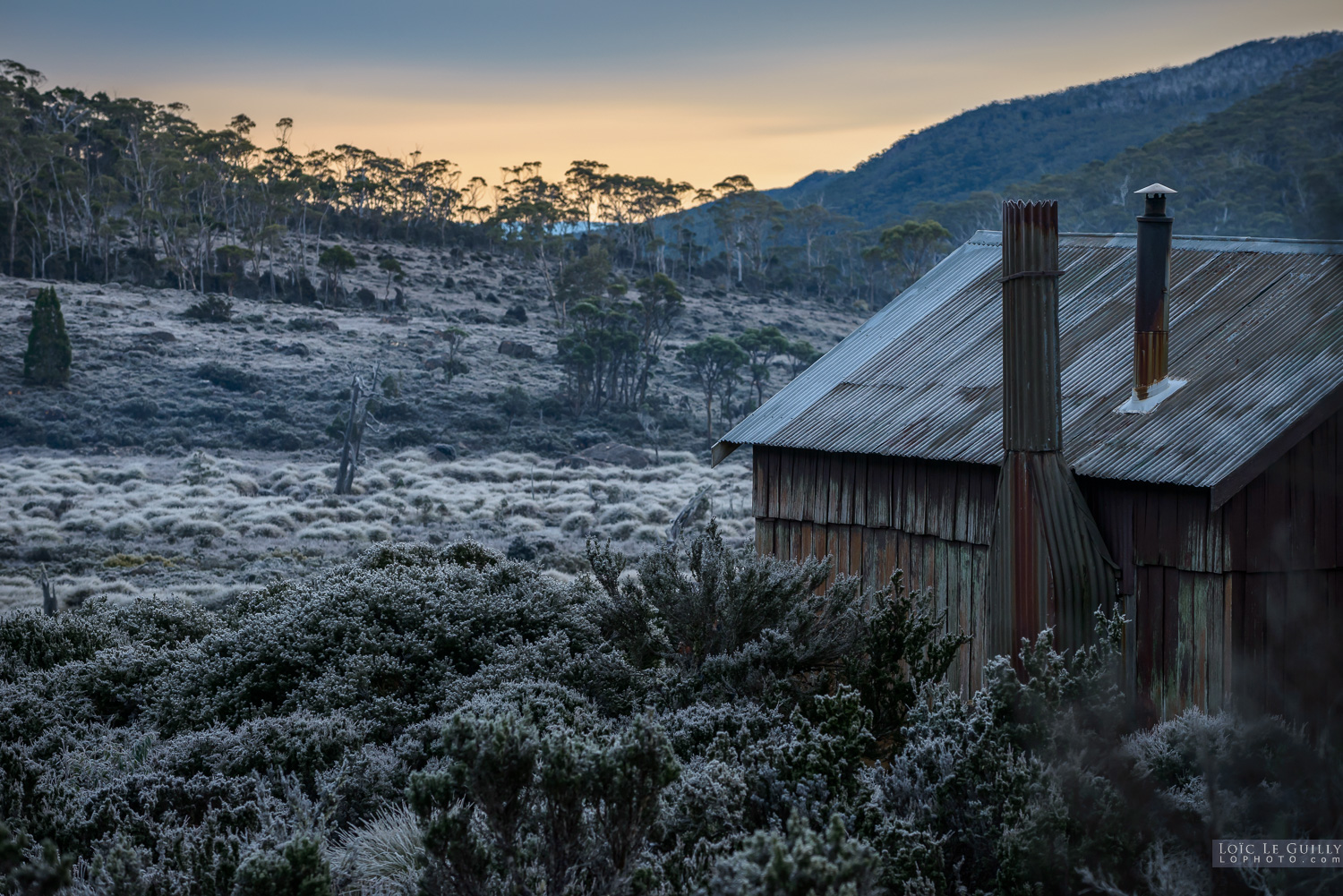 photograph of Mt Field hut in winter