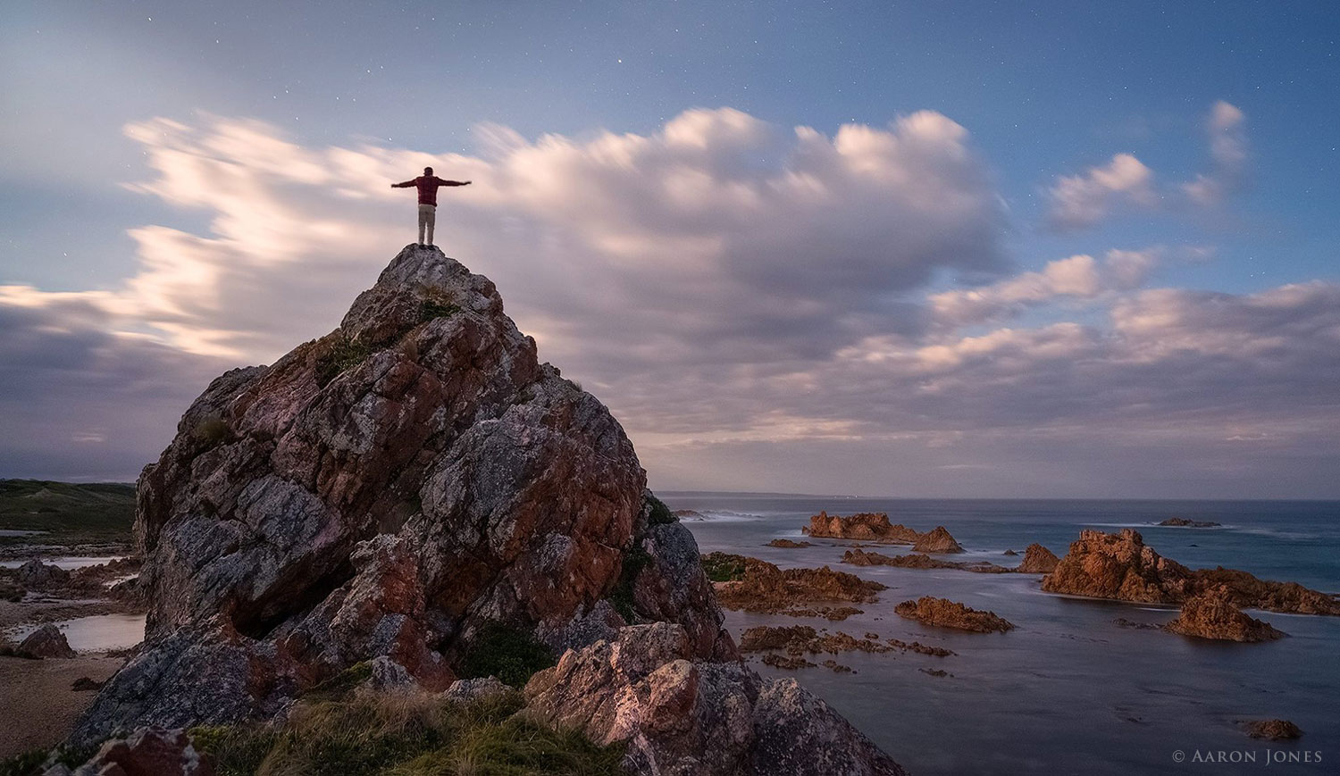 photograph of Aaron Jones on top of Kings Run, Tarkine