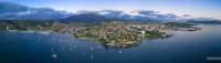 Battery Point and Hobart at dawn with kunanyi / Mt Wellington in the background.