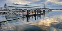 Soft light in this slightly moody sunrise in Hobart looking at Elizabeth St Pier.