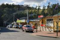 Winter sun over the main street in Geeveston (Church St).