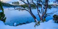 Lake Dobson in Mount Field under ice and snow.