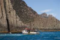 Fishing for Southern Rock Lobster near Cape Pillar. Also know as crayfish, it is a prized catch for commercial and recreational fishers alike. The season opens in about a month in Tasmania.