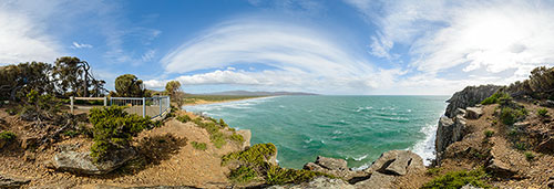 360 panorama of West Head Lookout, Narawntapu National Park