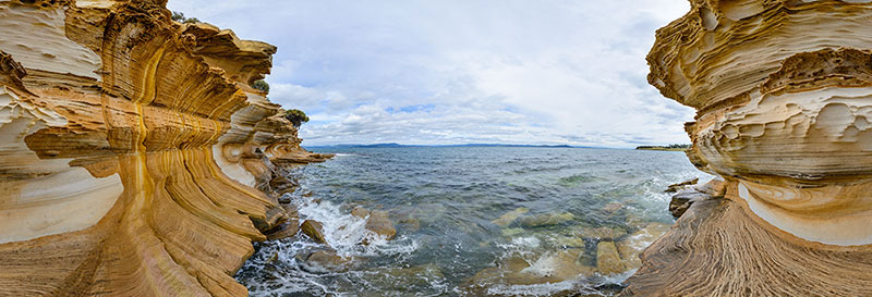 360 panorama of Painted Cliffs, Maria Island