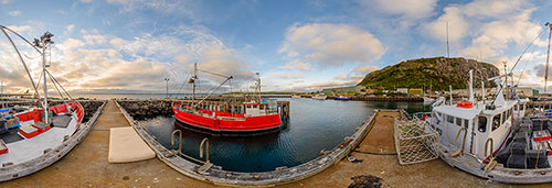 360 panorama of Stanley wharf sunrise 