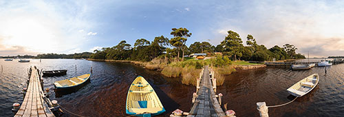 360 panorama of Strahan dinghies