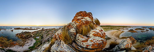 360 panorama of Sunset over Kings Run in the Tarkine